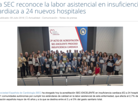 El Hospital de Albacete obtiene la acreditación SEC Excelente en Insuficiencia Cardiaca